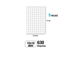 Etiquetas Blancas Ø10MM 630U