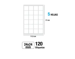 Etiquetas Blancas 24X24MM 120U