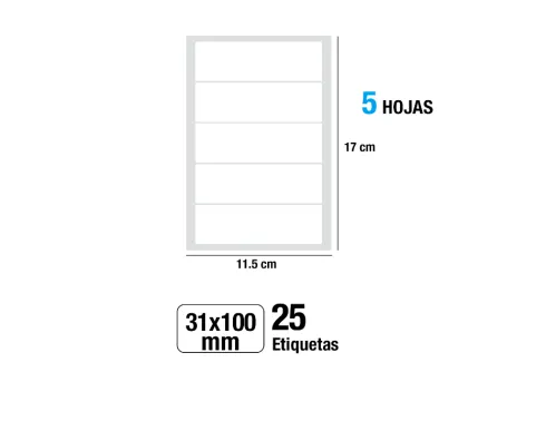 Etiquetas Blancas 31X100MM 25U