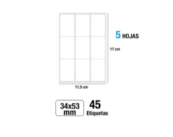 Etiquetas Blancas 34X53MM 45U