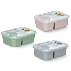 Fiambrera Separador Con Cubiertos 1800ML Surt