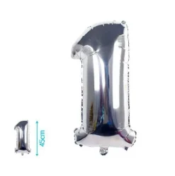 Globo Mylar Números Plata 45cm