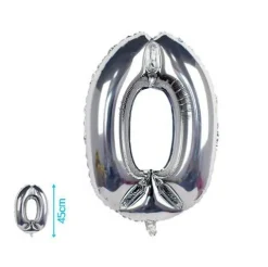 Globo Mylar Números Plata 45cm