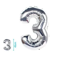Globo Mylar Números Plata 45cm