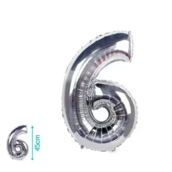 Globo Mylar Números Plata 45cm