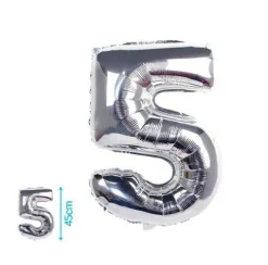 Globo Mylar Números Plata 45cm
