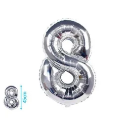 Globo Mylar Números Plata 45cm