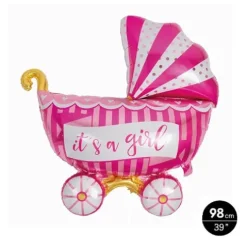 Globo Poliamida Carrito ‘IT’S A GIRL’ Rosa 98cm