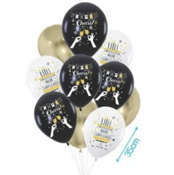 Globos Látex Negro/Oro 10pcs