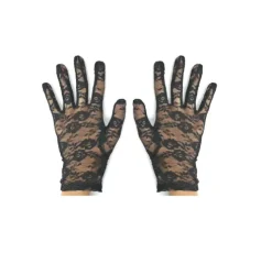 Guantes Cortos Encaje Negro