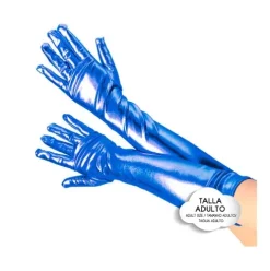 Guantes Largos Metalizados Azul