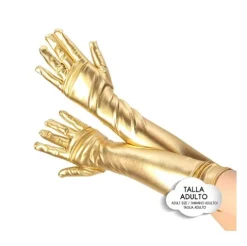Guantes Largos Metalizados Oro