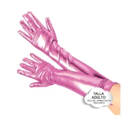 Guantes Largos Metalizados Rosa