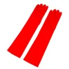Guantes Satén Largo Rojo