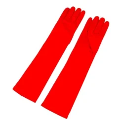 Guantes Satén Largo Rojo