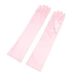 Guantes Satén Largo Rosa