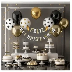 Guirnalda Feliz Cumpleaños Con Globos Futbol Oro 27PCS