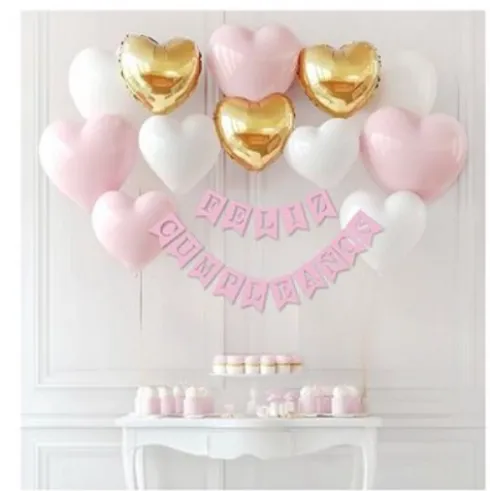Guirnalda Feliz Cumpleaños Con Globos Rosa 33PCS
