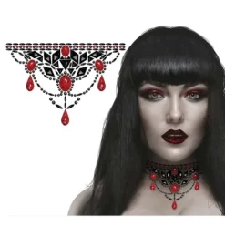 Joyas Cuello Adhesivas Gótico Rojo/Negro