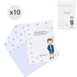 Juego 10 Invitacions Comunión Niño