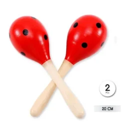 Maracas De Madera Lunares 20cm