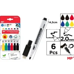 Marcador de Pizarra Borrador Colores 6u