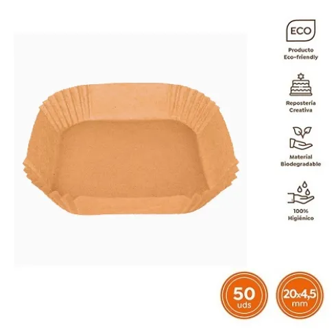 Molde Airfryer Papel Cuadrado 20x20x4,5cm 50U