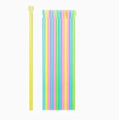 Pajita Plástico PP Reutilizable Cuchara Negro 20cm 25uds