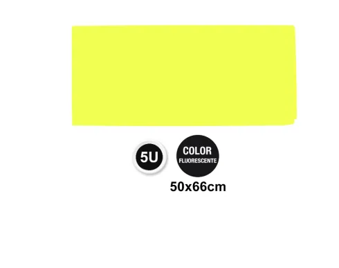 Papel Fluorescente 50X66CM 5U Amarillo