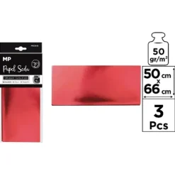 Papel Seda 50X66CM 3U Metalizado Rojo