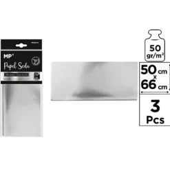 Papel Seda 50X66CM 3U Plata