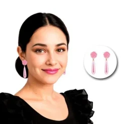 Pendientes De Flamenca Lágrima Rosa