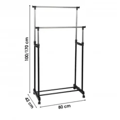 Perchero Extensible Doble Barras Con Ruedas