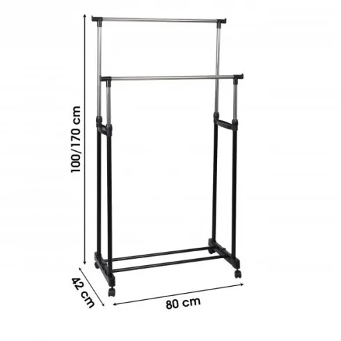 Perchero Extensible Doble Barras Con Ruedas