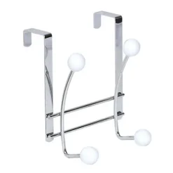 Perchero Metal 4 Ganchos – Cromo/Blanco