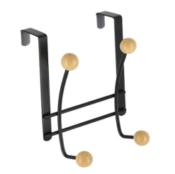 Perchero Metal 4 Ganchos – Negro/Madera