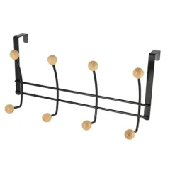 Perchero Metal 8 Ganchos – Negro/Madera