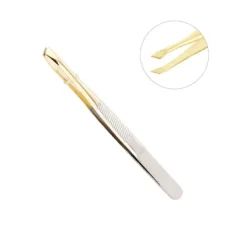 Pinza Cejas Oblicuo Dorado 84mm
