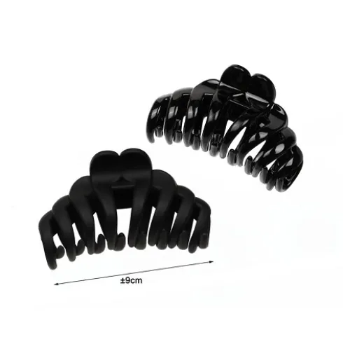 Pinza Para Cabello Mate/Brillo Negro 9cm
