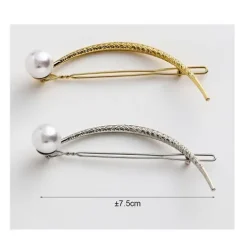 Pinza Para Cabello Metal Con Perla