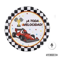 Platos Cartón Coche Carrera 23cm