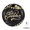 Platos Cartón Feliz Cumple Negro/Oro 18cm