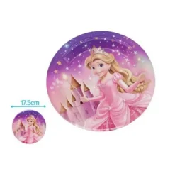 Platos Cartón Princesa Rosa Oro 18cm