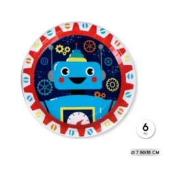 Platos Cartón Robot 18cm