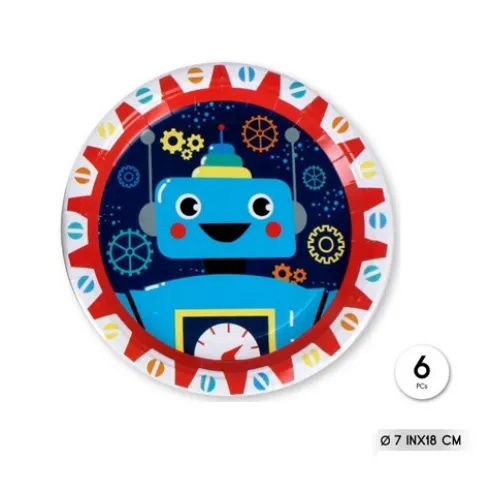 Platos Cartón Robot 18cm
