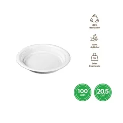 Platos Hondo Redondo Reutilizable Blanco Ø20,5CM