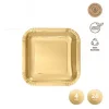 Platos Llano Cuadrado Oro Metalizado 26cm