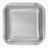 Platos Llano Cuadrado Plata Metalizado 20cm