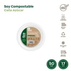 Platos Llano Redondo Compostable Caña de Azúcar 17cm