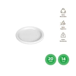 Platos Llano Redondo Reutilizable Blanco Ø14CM